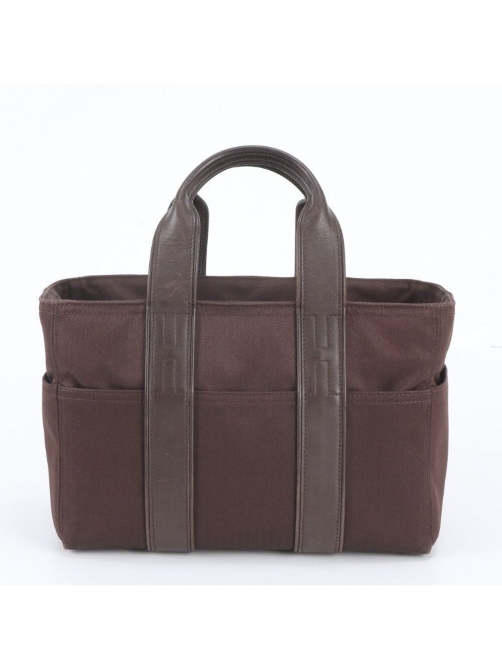 Hermes Acapulco PM Toile Chevron Leather Tote